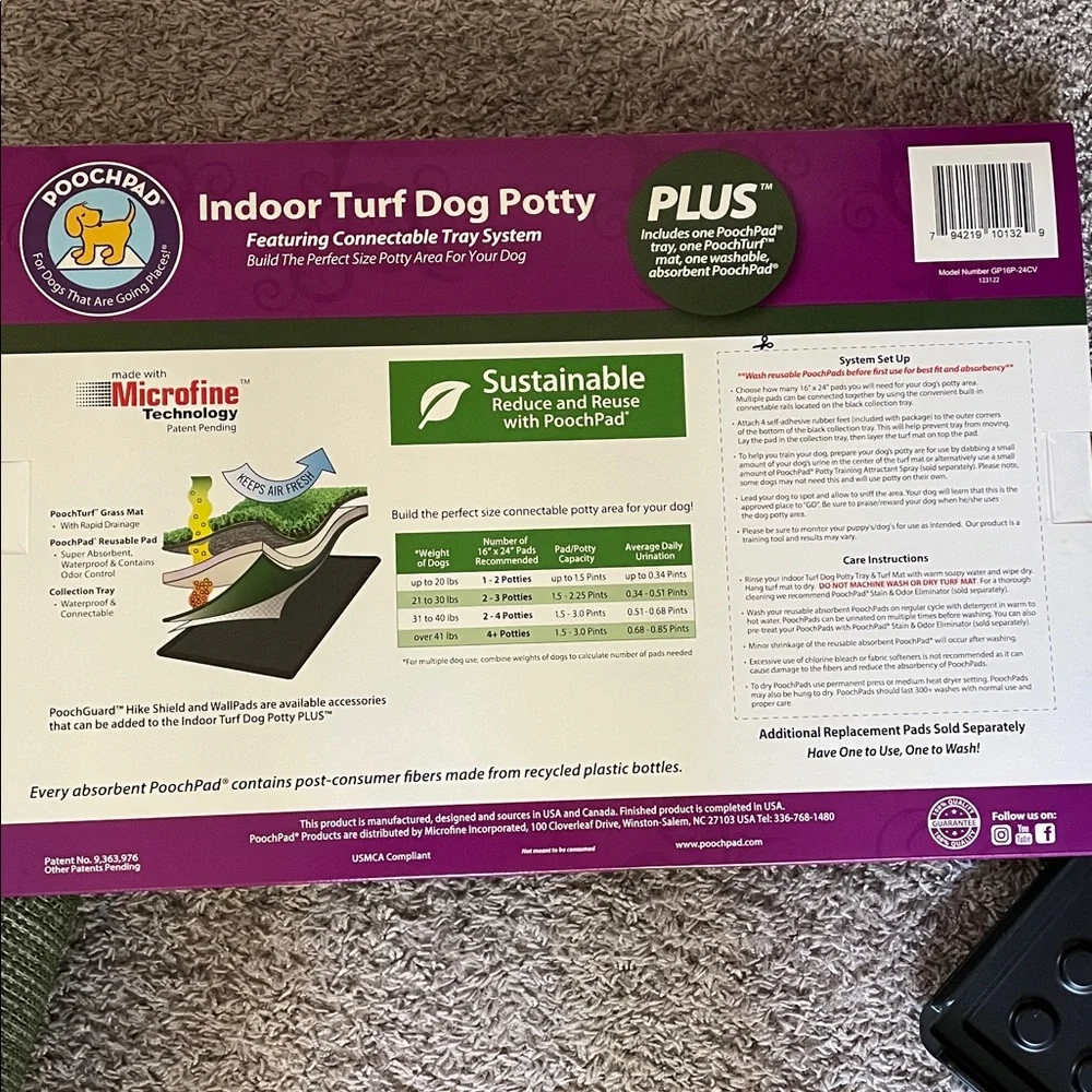Poochpad Indoor Turf Dog Potty Plus, NWT